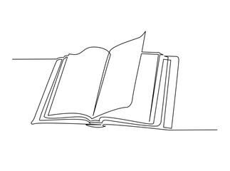 Opened Book single outline draw illustration. Continuous line art drawing of opened book for education concept. Editable stroke.