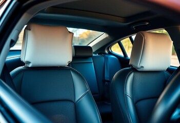 Close-up of car safety features, including airbags and seatbelts, automobile, seatbelts