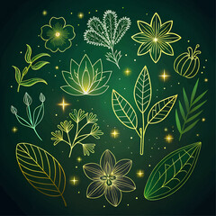 abstract floral background with leaves