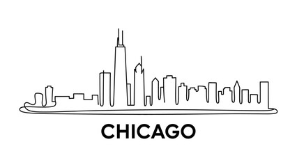 Fototapeta premium Chicago Skyline Outline: Capturing the essence of Chicago's iconic skyline through a minimalist line drawing, showcasing the city's architectural grandeur and urban sophistication.