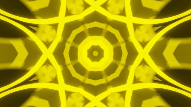 Abstract neon kaleidoscope pattern with octagonal geometry, glowing fractal symmetry creating dynamic luminous visuals for modern creative backgrounds