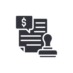 Approved Document With Stamp And Dollar Sign Icon