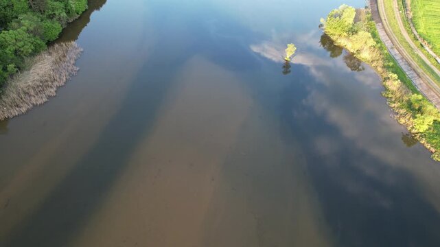 Delta Floresti and Somes river, a river, delta, lake, and wetland area. Natural environment near the Cluj-Napoca city