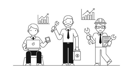 Diverse team of professionals in various roles