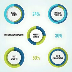 Naklejka premium Circular Data Widget Infographic Set