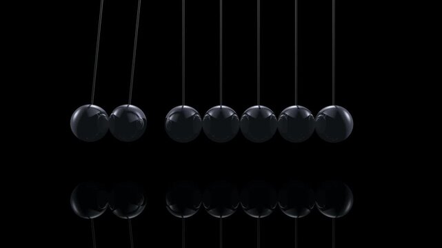 Kugelsto&szlig;pendel, zwei Kugeln sto&szlig;en an und zwei werden abgesto&szlig;en