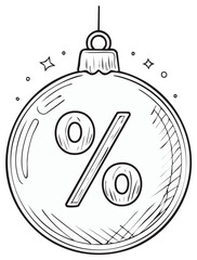 Discount Season Holiday Decoration Percent Sign Sketch Drawing Style