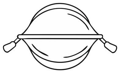 Outlined design of a vintage hammock showing construction details and handles for support