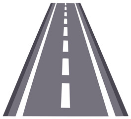 Perspective View of an Asphalt Road with White Dashed Lane Markings