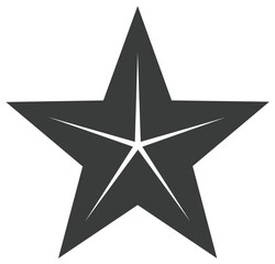 Obraz premium Five-Point Star Symbol, Dark Gray with White Inlay, Geometric Shape, Vector Illustration