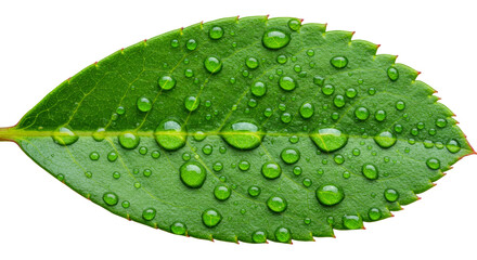 Vibrant Green Leaf Adorned with Sparkling Water Droplets Macro Shot
