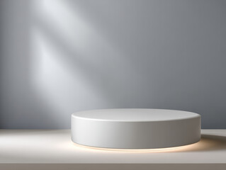 Clean, empty product podium with soft gradient lighting creates serene atmosphere, perfect for showcasing items elegantly