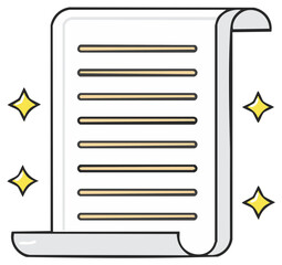 Cartoon Document with Sparkling Stars: Illustration for Concept of Important Information