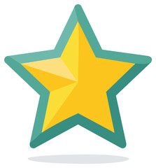Obraz premium Bright yellow five-pointed star with teal border and subtle shading graphic illustration