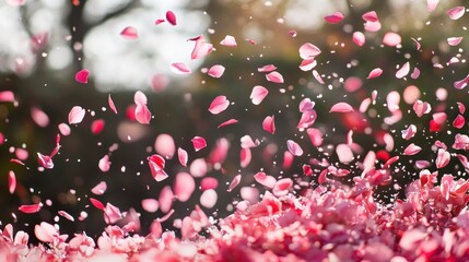 Delicate pink petals falling like a gentle rain.