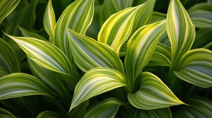 Close-up of variegated plant leaves.
