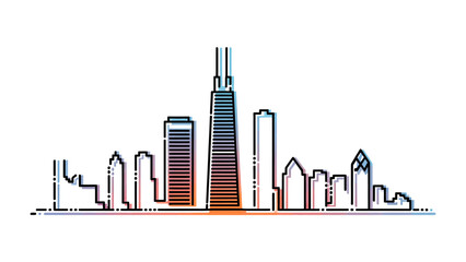 Urban Silhouette: An abstract representation of a sprawling city skyline, defined by sharp lines and a harmonious blend of colors, capturing the dynamic essence of urban life.