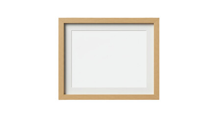 Empty Wooden Picture Frame with White Mat on a Warm Beige Wall