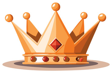 Golden crown vector illustration featuring red gem, regal symbol of power