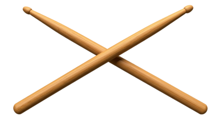 Wooden Drumsticks Crossed on a Smooth Warm Brown Background