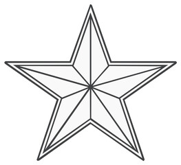 Obraz premium Outline Illustration of Geometric Star, Five Pointed Star in Black and White, Decorative Symbol with Line Pattern Design