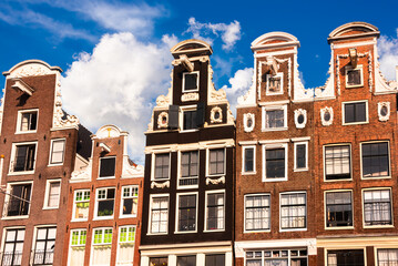Amsterdam city, Netherlands. Typical Dutch houses