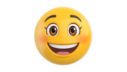 Joyful emoji with rosy cheeks and wide smile radiates happiness and positive vibes, perfect for expressing delight and amusement in any context.