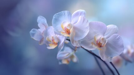 Obraz premium Beautiful white orchids capture light and inspire calmness in a serene environment full of color.