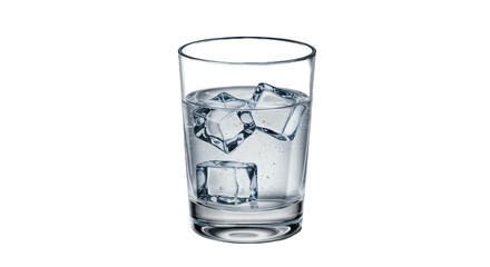 Crystal Clear Glass of Water and Ice Cubes on a Reflective Surface