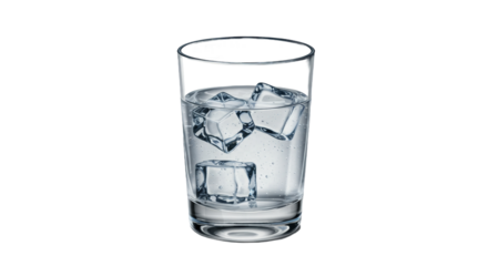 Crystal Clear Glass of Water and Ice Cubes on a Reflective Surface