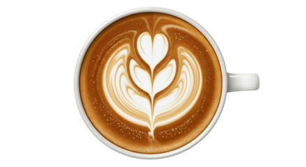 Overhead View of a Delicious Cappuccino with Detailed Heart Latte Art