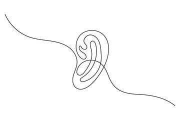 Obraz premium Human ear outline single line art simple abstract continuous drawing illustration