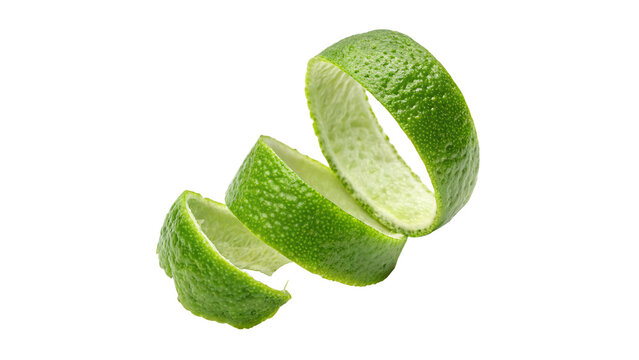 Fresh lime slices floating in mid-air for a refreshing drink presentation on a transparent background