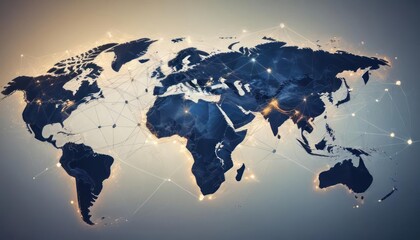 Global Network Connectivity: Interconnected World Map with Glowing Nodes