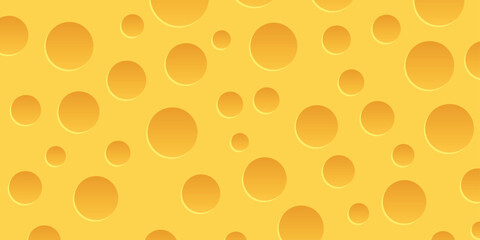 Seamless cheese pattern with holes, food background illustration