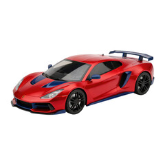 Naklejka premium Powerful red sports car automobile, luxury supercar looking modern and fast with sleek aerodynamic design