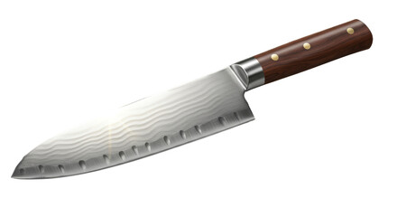 High quality Chefs Knife with Distinctive Wavy Blade and Elegant Wooden Handle