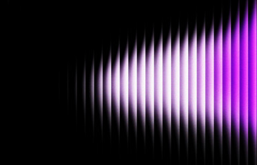 Vertical striped gradient light streak forming futuristic violet motion waves, smooth minimal texture with glowing abstract lines in dark 3D illusion background for digital designn