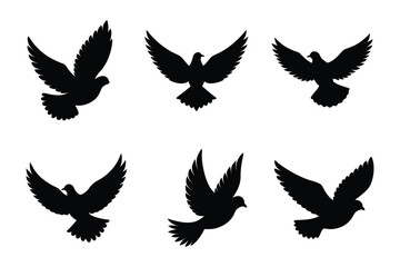 Fototapeta premium Dove silhouette vector illustration, Set of Dove silhouette illustration