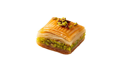 piece Baklava with pistachio, png, isolated on transparent background, perfect for food marketing and advertising