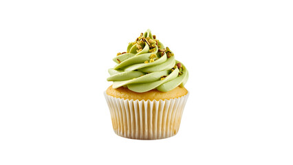 Pistachio flavored cupcake with sprinkles, png, isolated on transparent background, perfect for food marketing and advertising