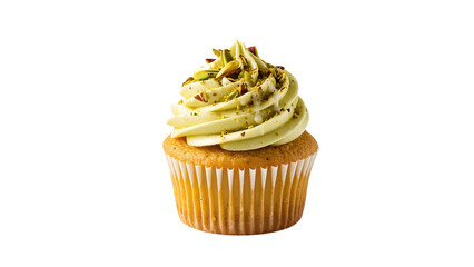 Pistachio flavored cupcake with sprinkles, png, isolated on transparent background, perfect for food marketing and advertising