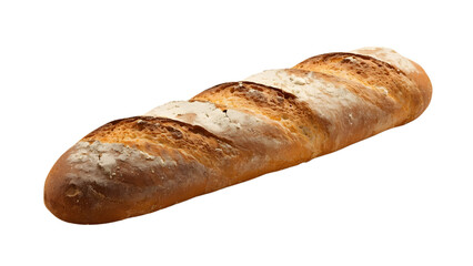 A rustic baguette bread, freshly baked, png, isolated on transparent background, perfect for food marketing and advertising