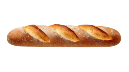 A rustic baguette bread, freshly baked, png, isolated on transparent background, perfect for food marketing and advertising