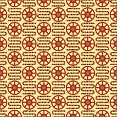 Abstract Geometric Wheel and Line Ornament Retro Seamless Pattern