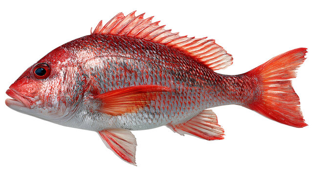 Vibrant red snapper fish isolated on black background studio shot