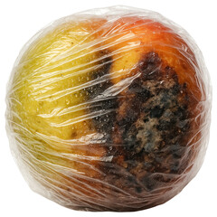 Spoiled Fruit Covered in Plastic Wrap