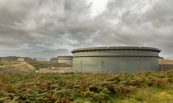 The Whiddy oil terminal is seen on Whiddy Island in southwestern Ireland. The terminal is important to the country's national oil reserve.