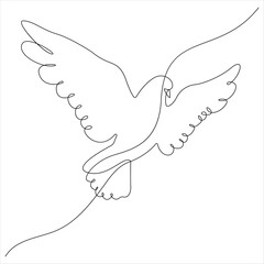 Continuous line drawing of flying bird minimalist bird pigeon outline style illustration