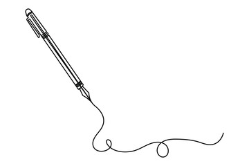 Pen sketch single line drawing, pen icon, pen logg design